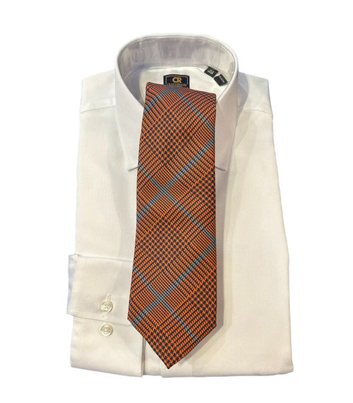 Robert Jensen Orange/Blue Houndstooth Tie