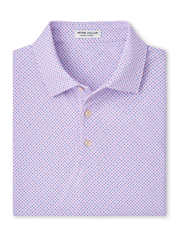 Peter Millar Orbital Geo Performance Mesh Polo: Petal Purple