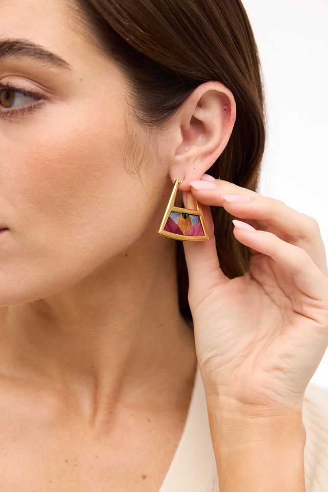 Brackish Double Sided Triangle Hoop: Charlotte