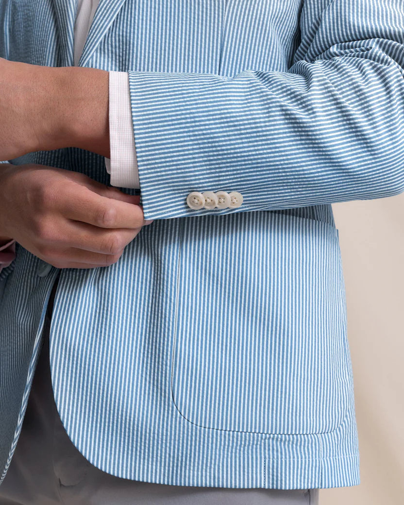 Southern Tide Pamlico Seersucker Blazer: Ocean Channel