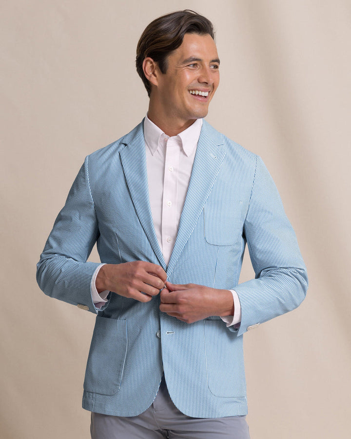 Southern Tide Pamlico Seersucker Blazer: Ocean Channel