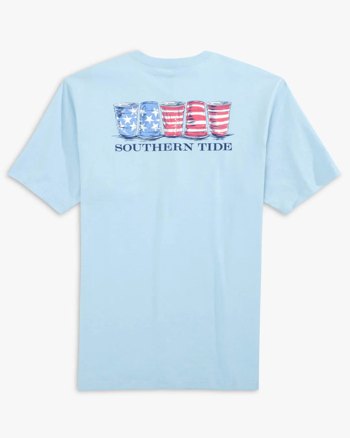 Southern Tide Patriotic Party T-shirt: Clearwater Blue