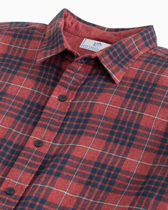 Southern Tide Payton Heather Reversible Plaid Sport Shirt: Heather Tuscany Red  Heather Tuscany Red  Heather Dark Ivy