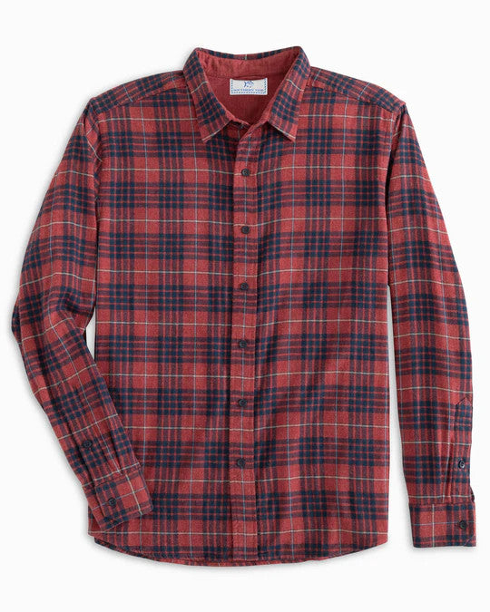 Southern Tide Payton Heather Reversible Plaid Sport Shirt: Heather Tuscany Red  Heather Tuscany Red  Heather Dark Ivy