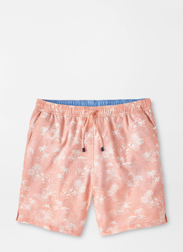 Peter Millar Thatched Hawaiian Swim Trunk: Soft Sienna