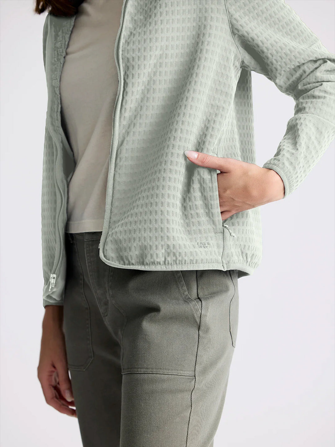 Free Fly Women's Gridback Fleece Jacket: Desert Sage