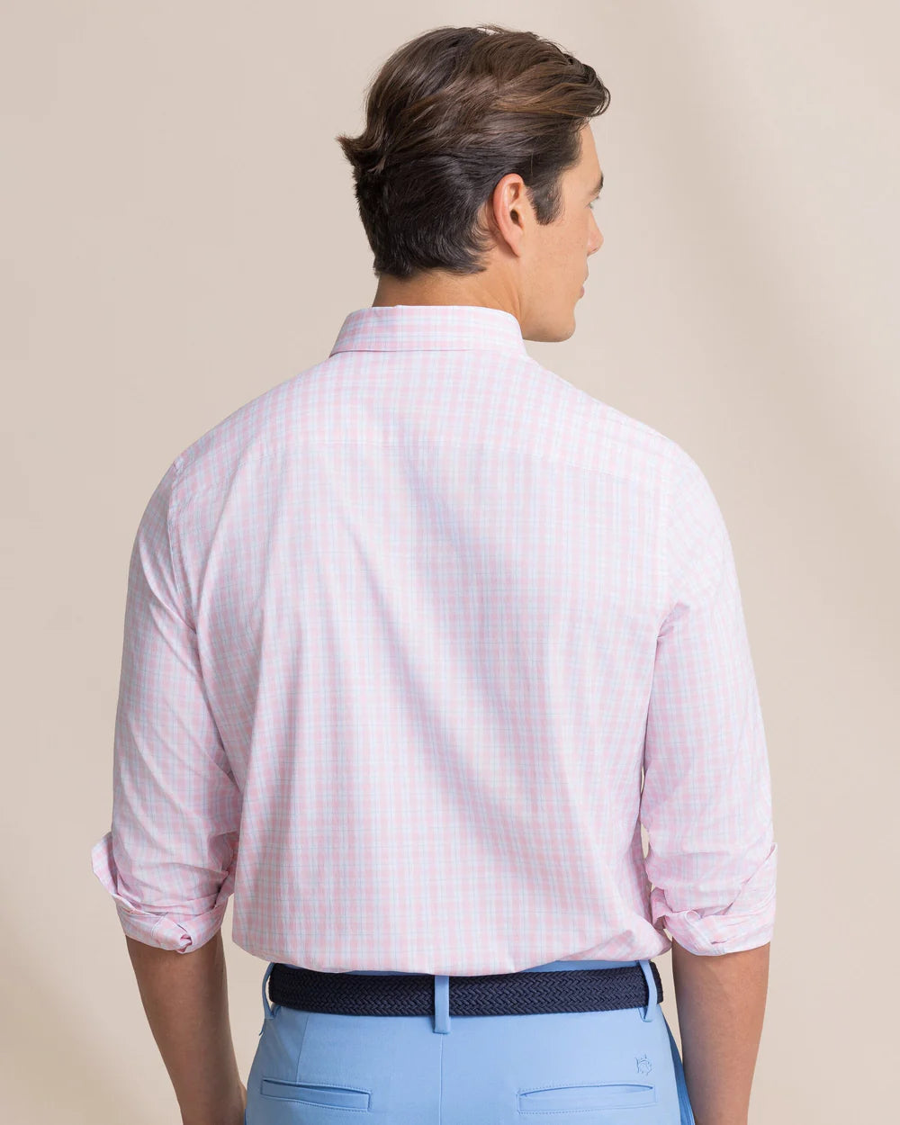 Southern Tide Coastal Breeze Pre Check Plaid Sportshirt: Orchid Pink