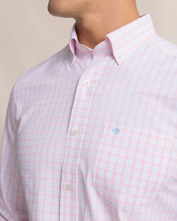 Southern Tide Coastal Breeze Pre Check Plaid Sportshirt: Orchid Pink
