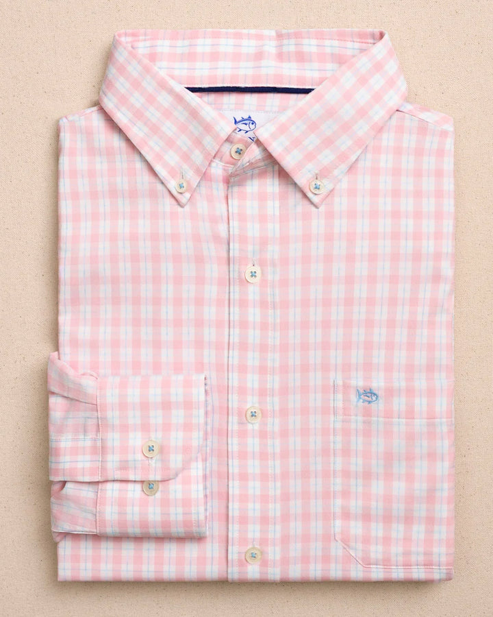 Southern Tide Coastal Breeze Pre Check Plaid Sportshirt: Orchid Pink