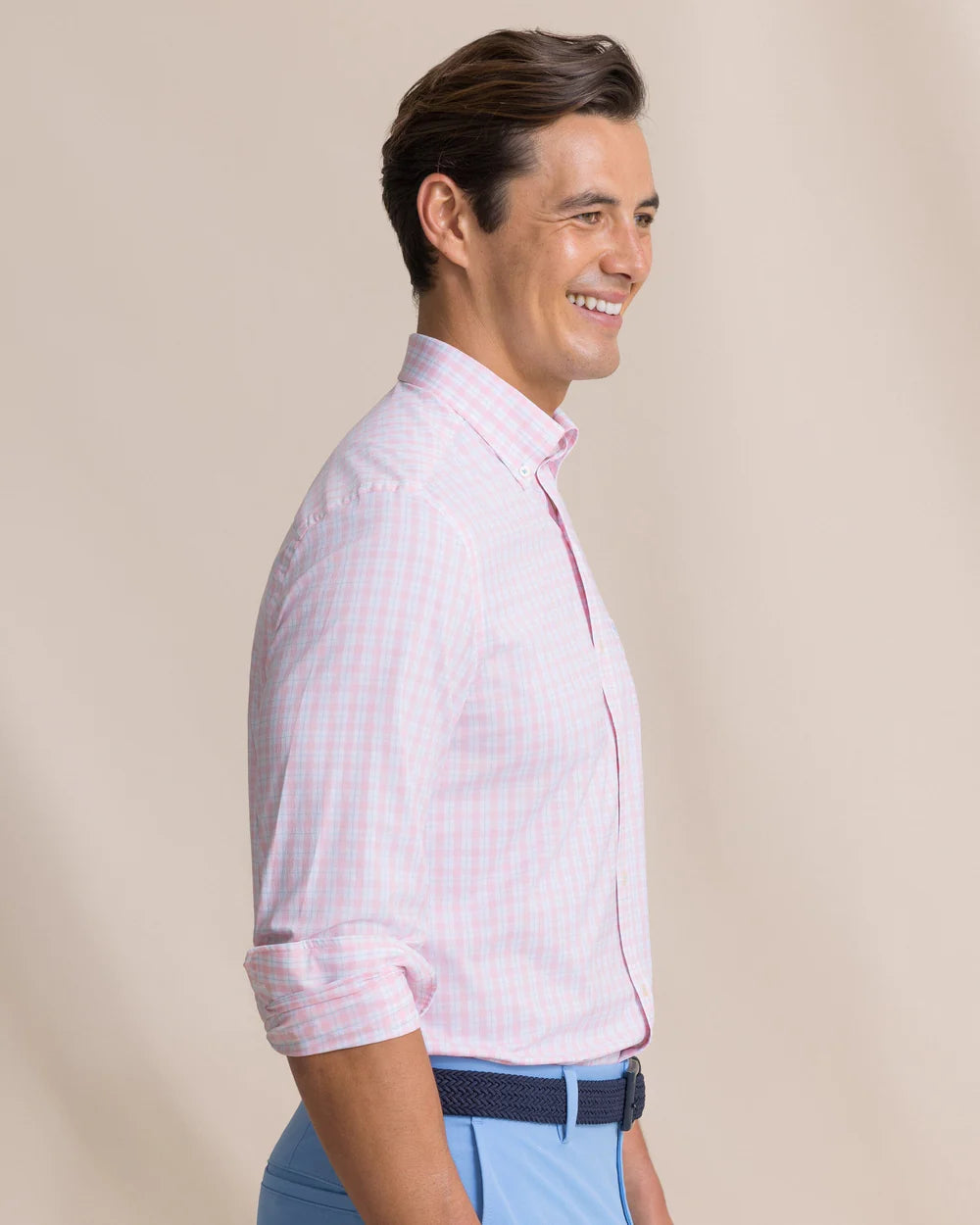 Southern Tide Coastal Breeze Pre Check Plaid Sportshirt: Orchid Pink