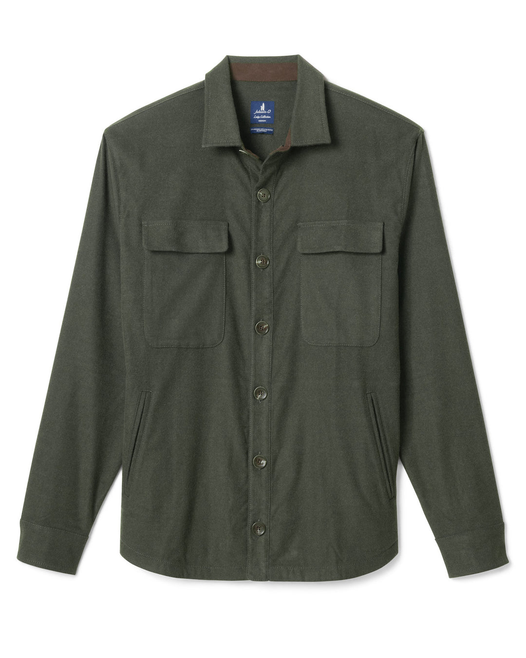Johnnie-O Brushed Shacket: Moss