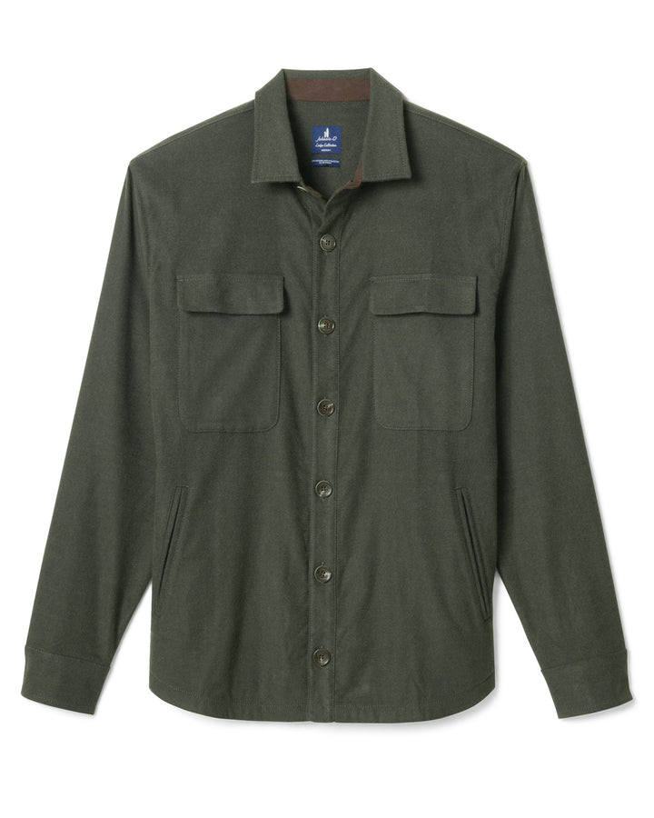 Johnnie-O Brushed Shacket: Moss