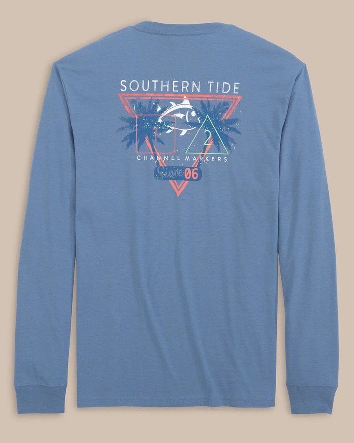 Southern Tide Retrowave Channel Markers Long Sleeve T-Shirt: Abyss Blue