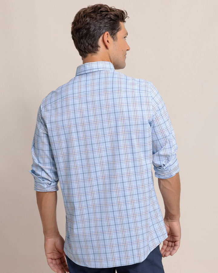 Southern Tide River Point Plaid Intercoastal Long Sleeve Sport Shirt: Cerulean