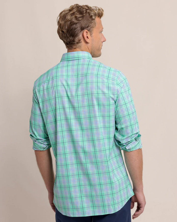 Southern Tide River Point Plaid Intercoastal Long Sleeve Sport Shirt: Jade Green