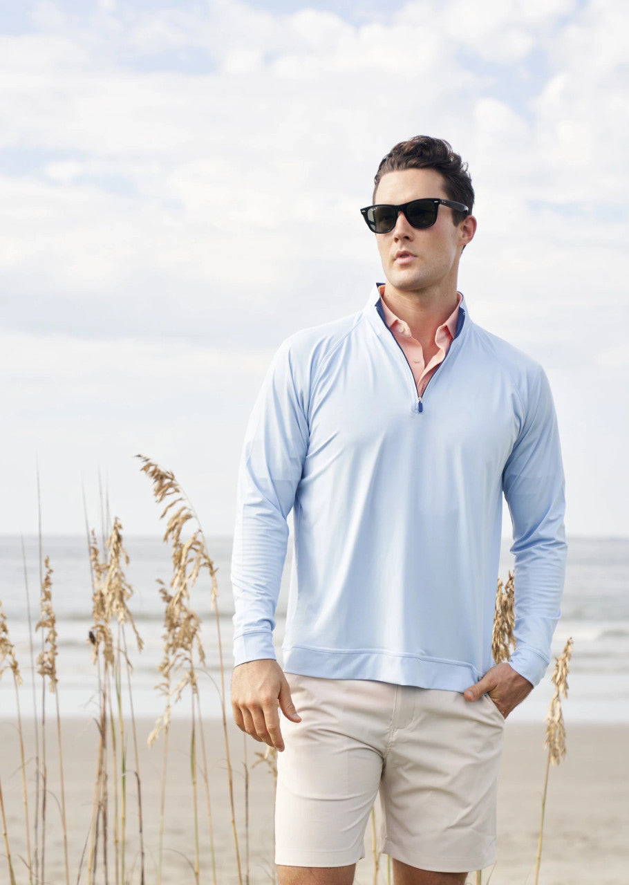Harlestons The Folly 1/4 Zip: Weekend Blue