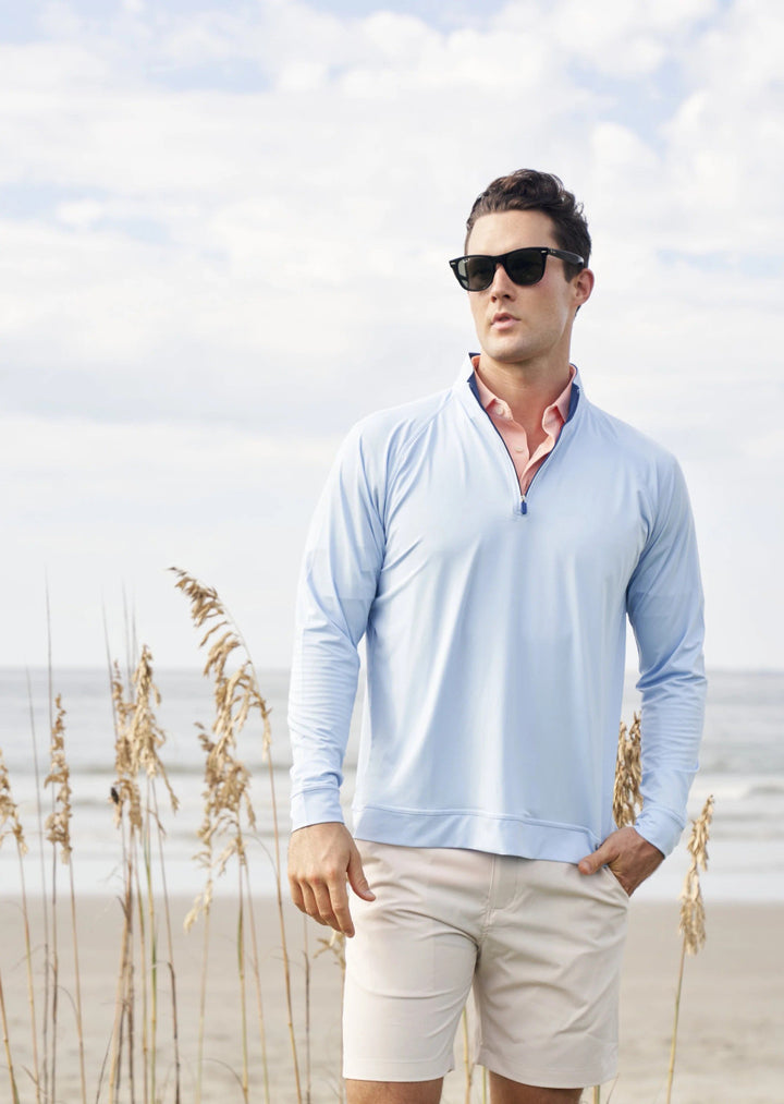 Harlestons The Folly 1/4 Zip: Weekend Blue