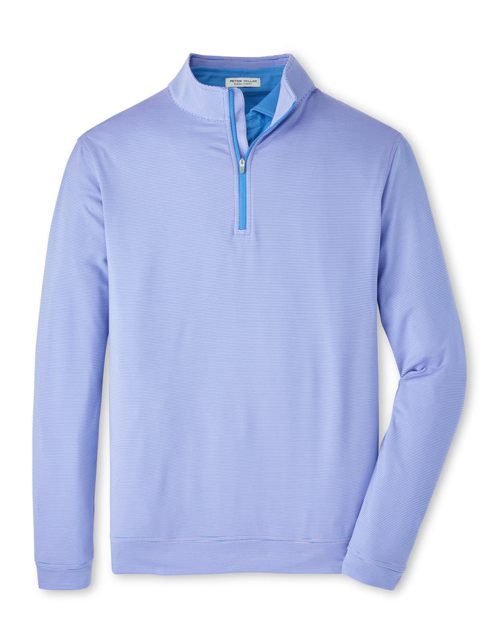 Peter Millar Perth Sugar Stripe Performance Quarter-Zip: Evening Tide