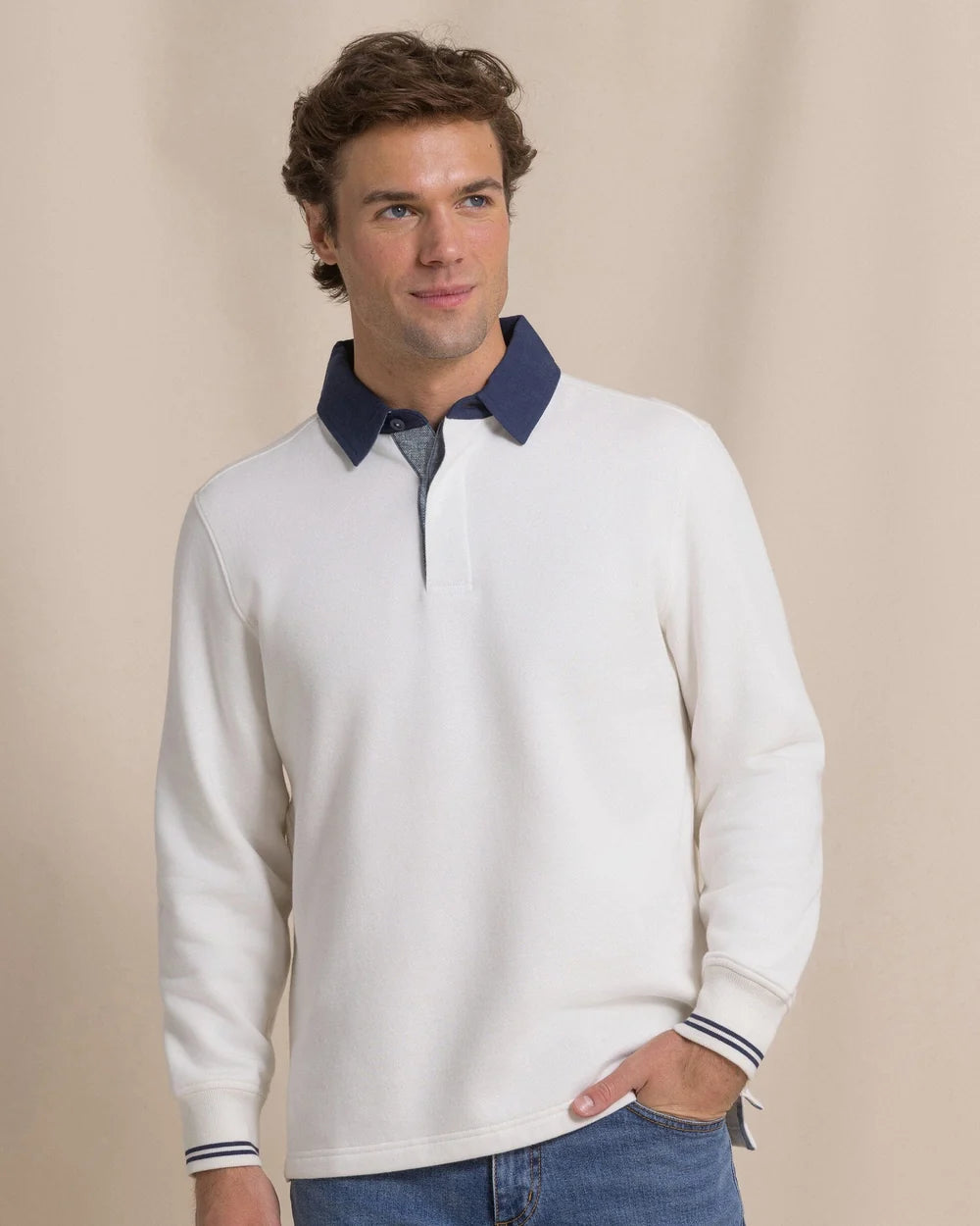 Southern Tide Rugby Sweatshirt: Sand White