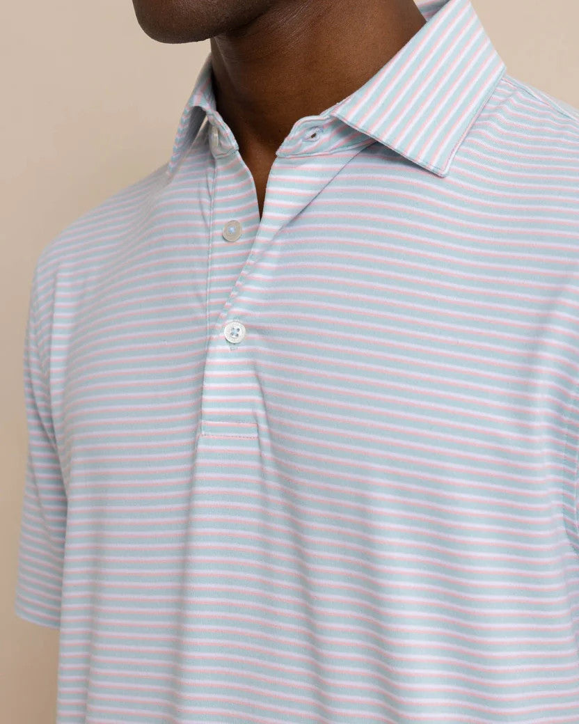 Southern Tide Ryder Heather Halls Performance Polo: Heather Wake Blue