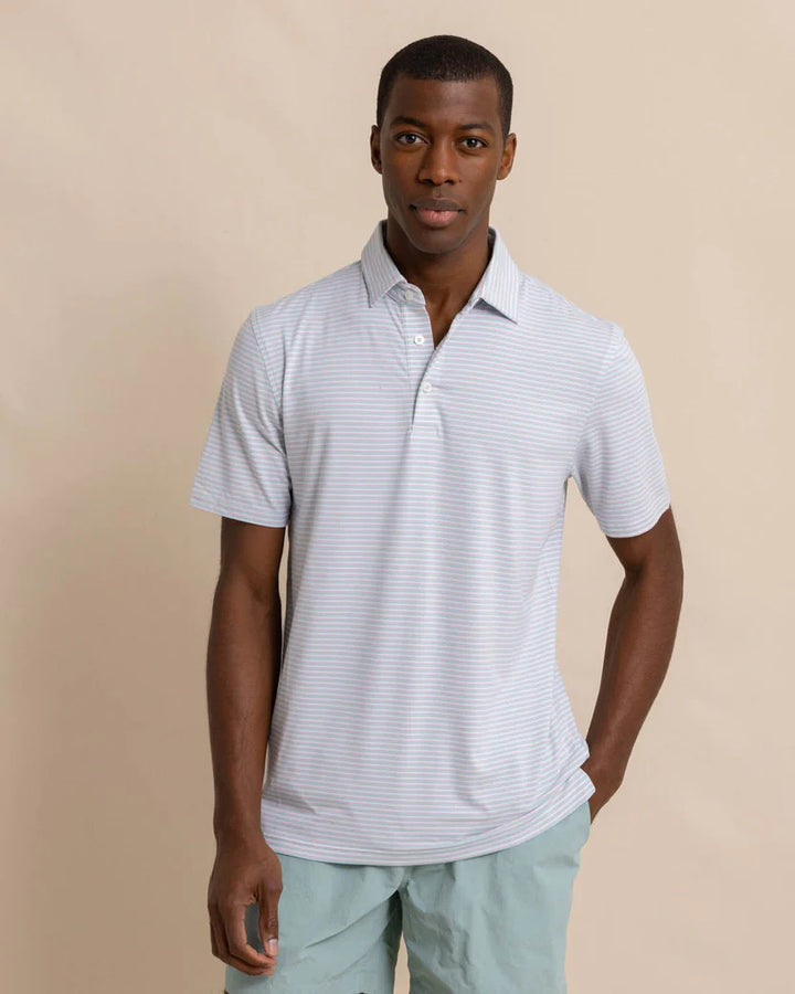 Southern Tide Ryder Heather Halls Performance Polo: Heather Wake Blue