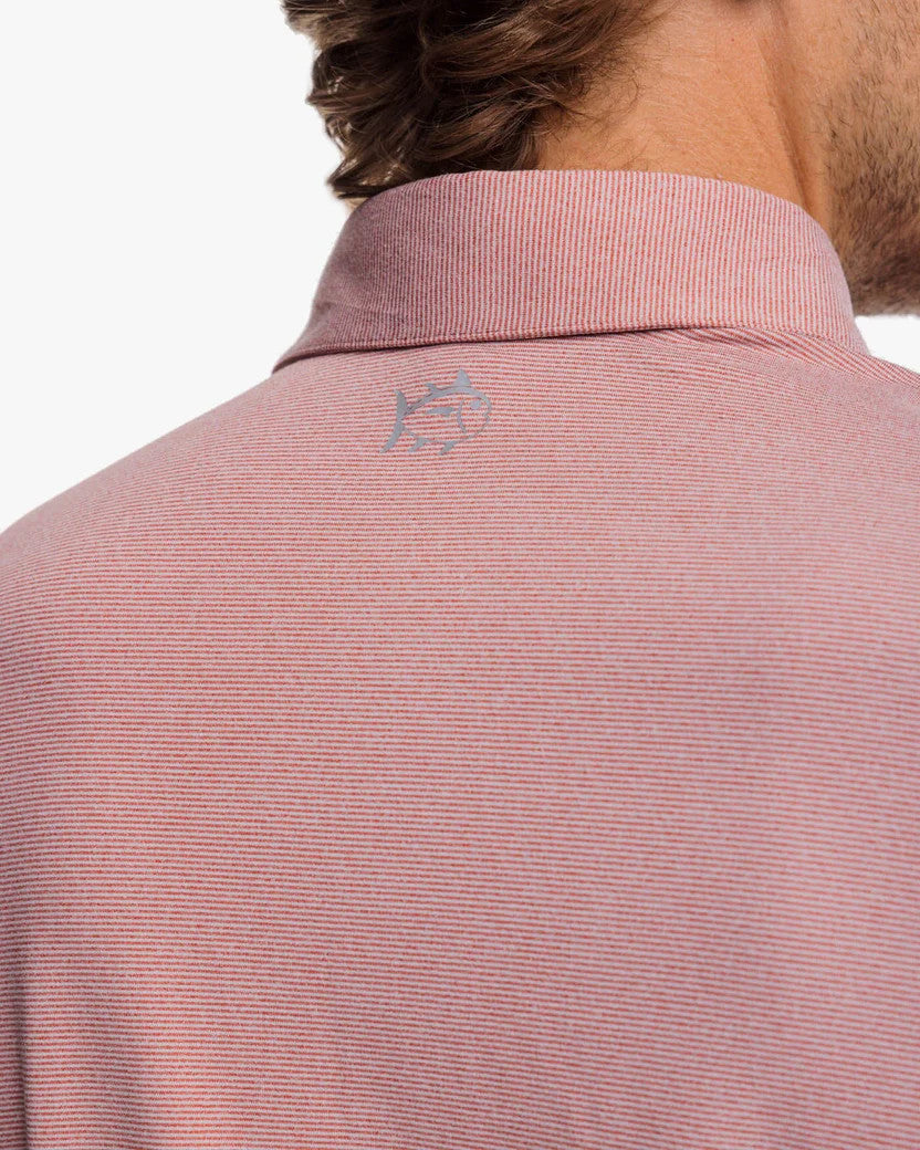 Southern Tide Ryder Heather Ridgeway Stripe Long Sleeve Performance Polo: Heather Dusty Coral