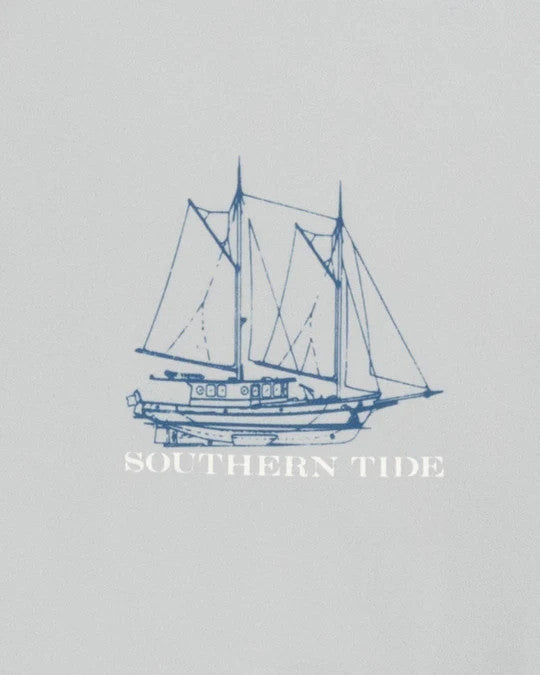 Southern Tide Long Sleeve Sail Boat Schematic Performance T-Shirt: Slate Grey