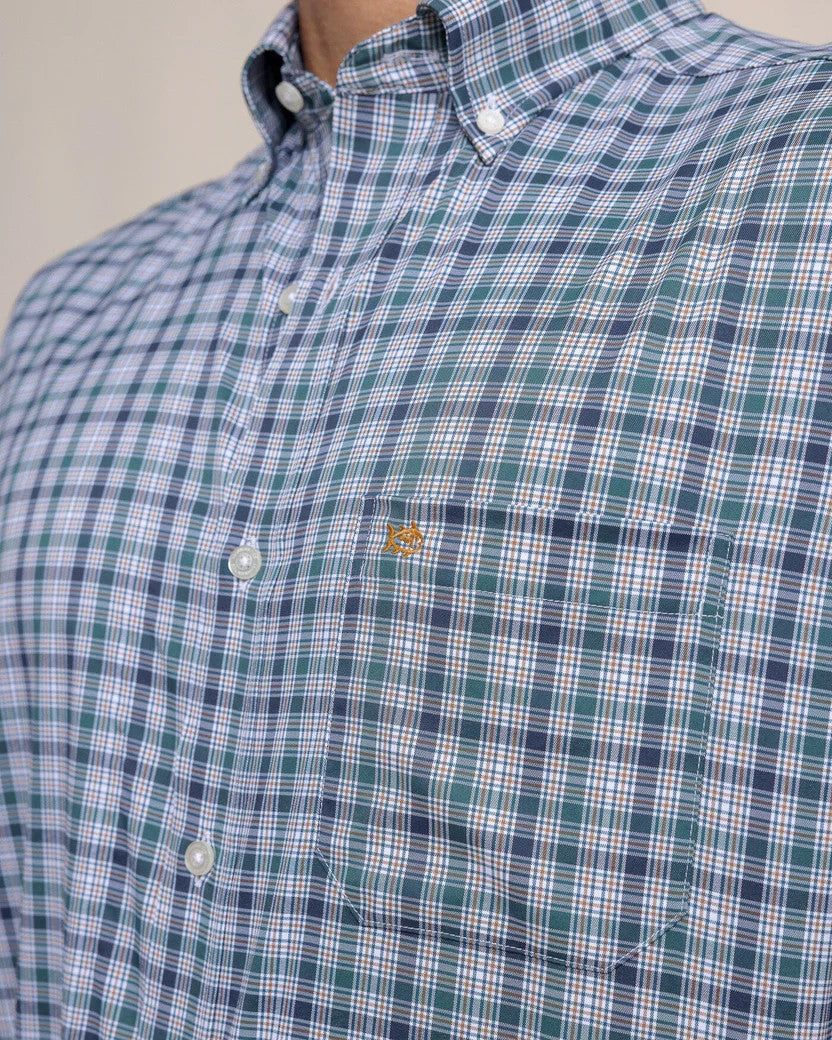 Southern Tide Saltgrass Plaid Intercoastal Long Sleeve Sport Shirt: Salt Meadow