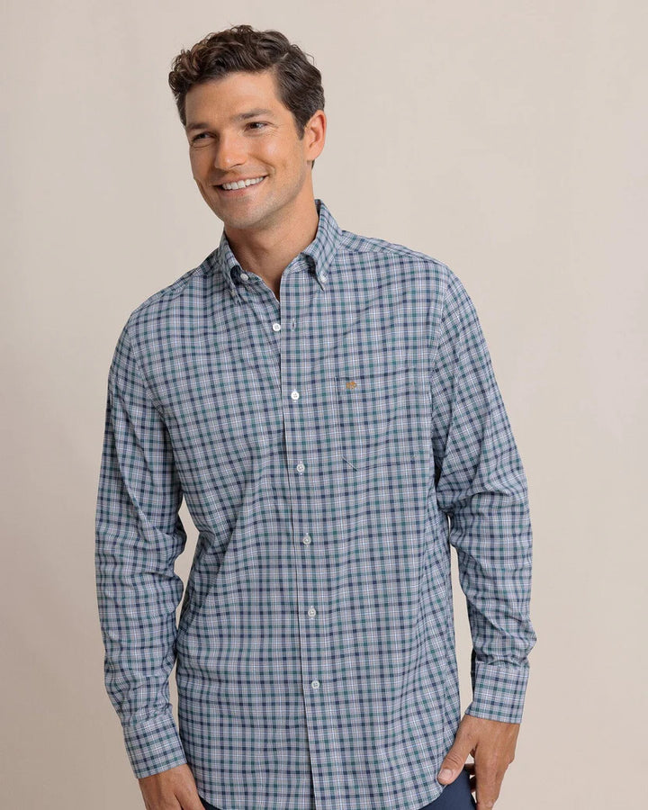 Southern Tide Saltgrass Plaid Intercoastal Long Sleeve Sport Shirt: Salt Meadow