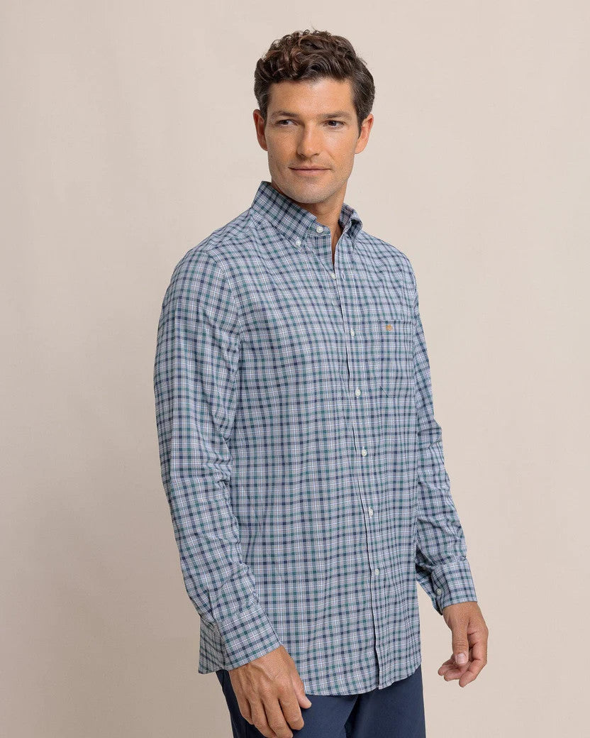 Southern Tide Saltgrass Plaid Intercoastal Long Sleeve Sport Shirt: Salt Meadow