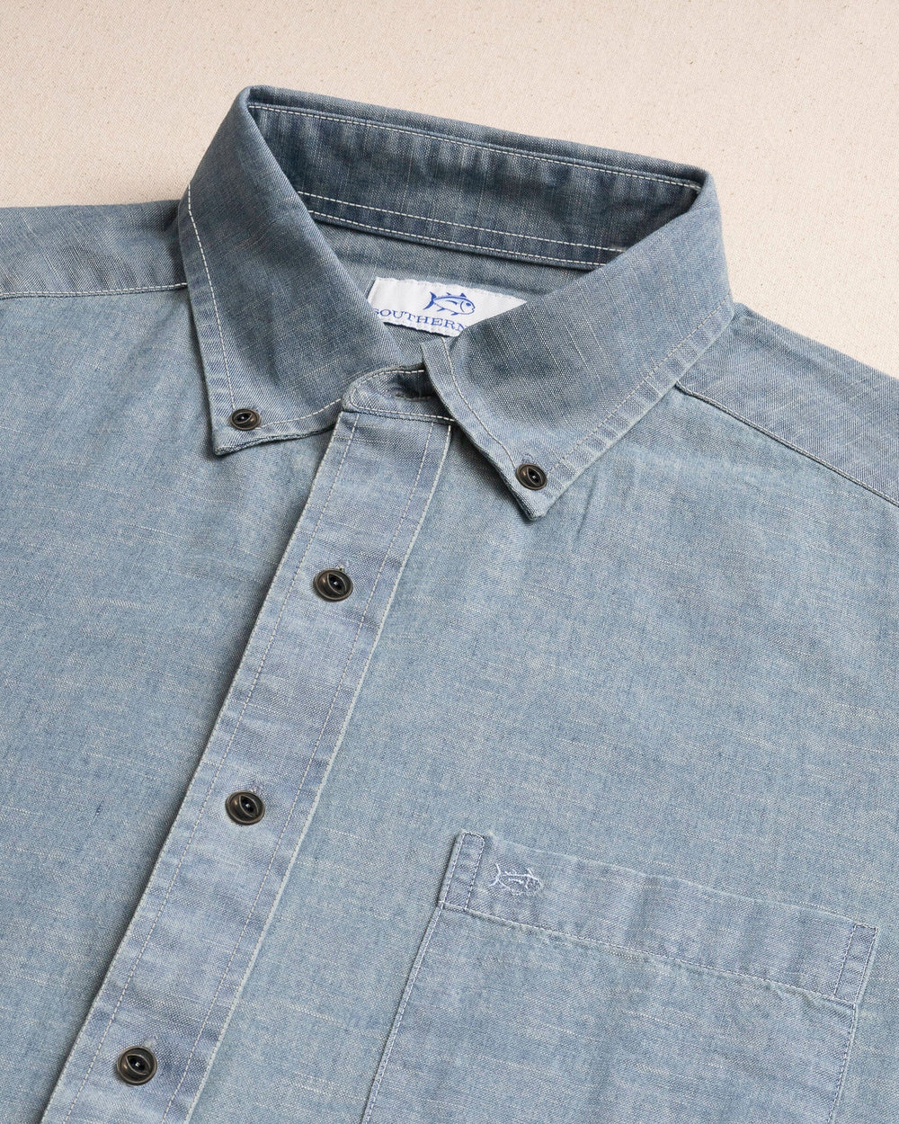 Southern Tide Sandy Beach Chambray Sport Shirt: Blue Chambray
