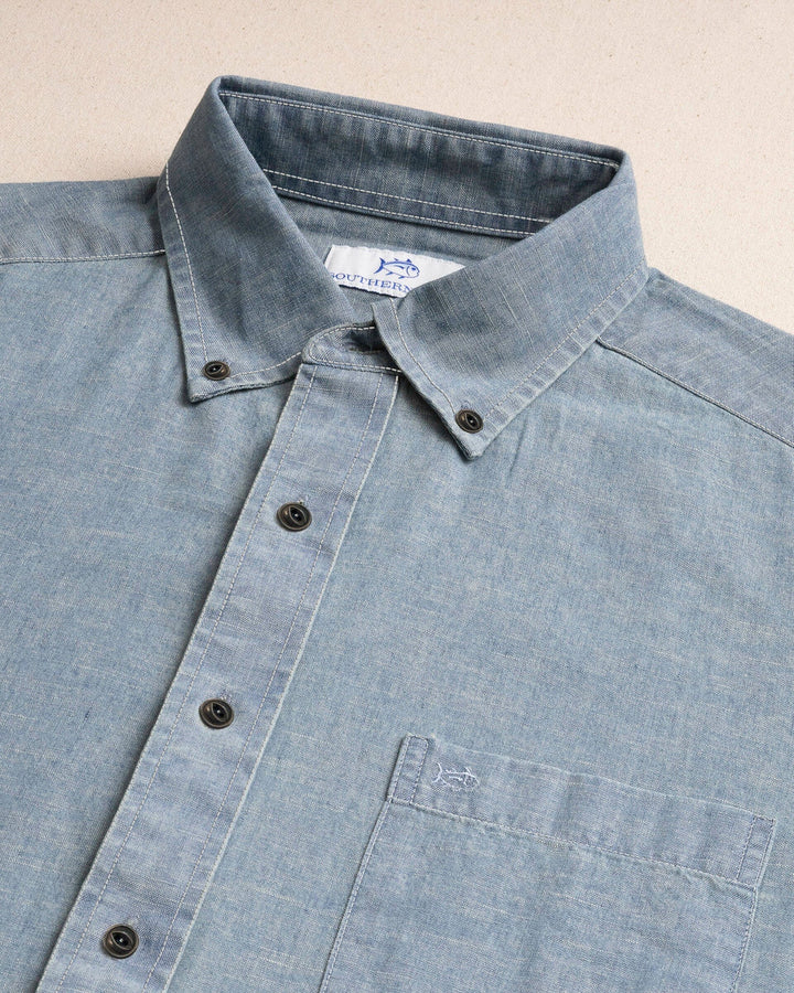 Southern Tide Sandy Beach Chambray Sport Shirt: Blue Chambray