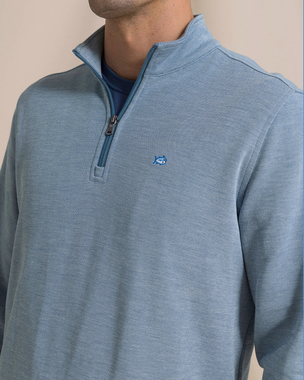 Southern Tide Sandy Cove Pique Quarter Zip: Nautical Blue