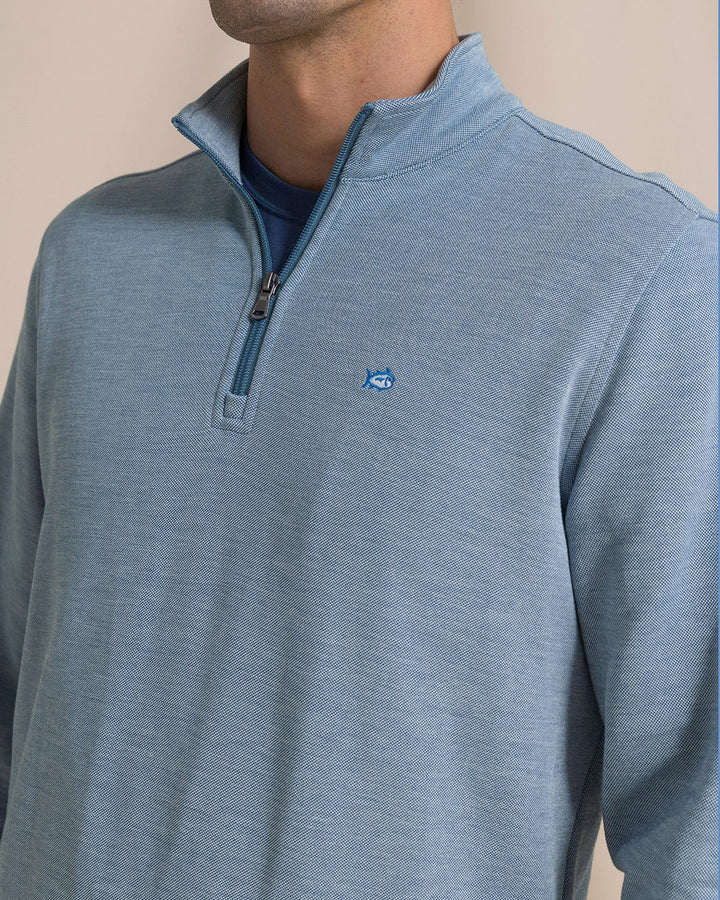 Southern Tide Sandy Cove Pique Quarter Zip: Nautical Blue