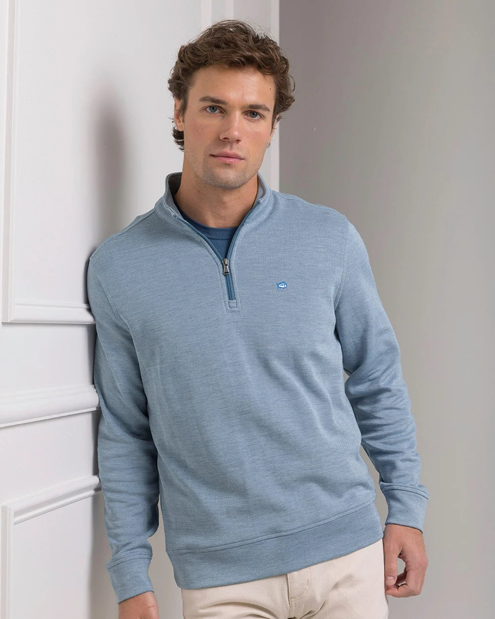 Southern Tide Sandy Cove Pique Quarter Zip: Nautical Blue