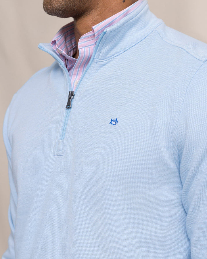 Southern Tide Sandy Cove Pique Quarter Zip: Ocean Channel
