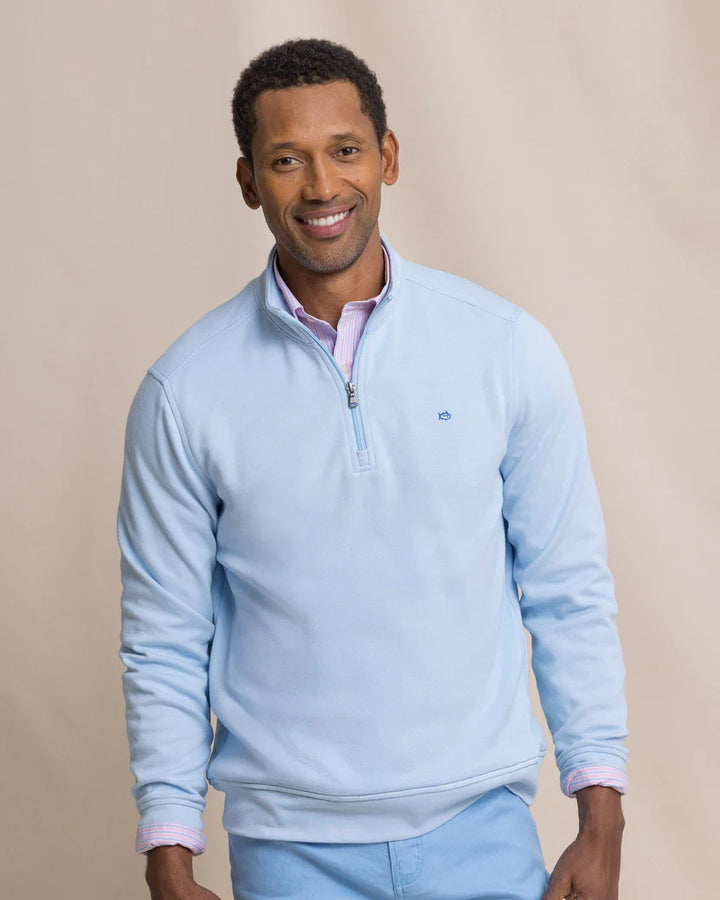 Southern Tide Sandy Cove Pique Quarter Zip: Ocean Channel