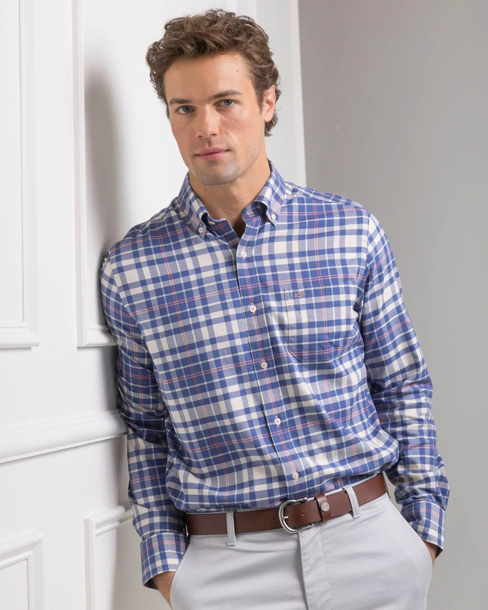 Southern Tide Sandy Shores Heather Skipjack Sport Shirt: Heather Nautical Blue