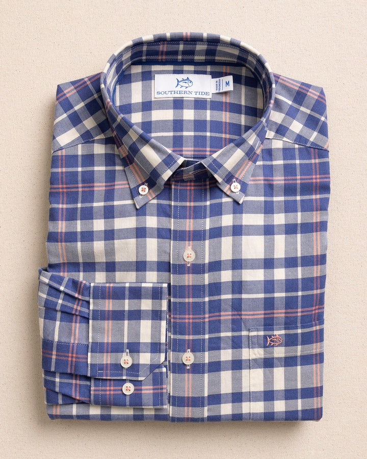 Southern Tide Sandy Shores Heather Skipjack Sport Shirt: Heather Nautical Blue