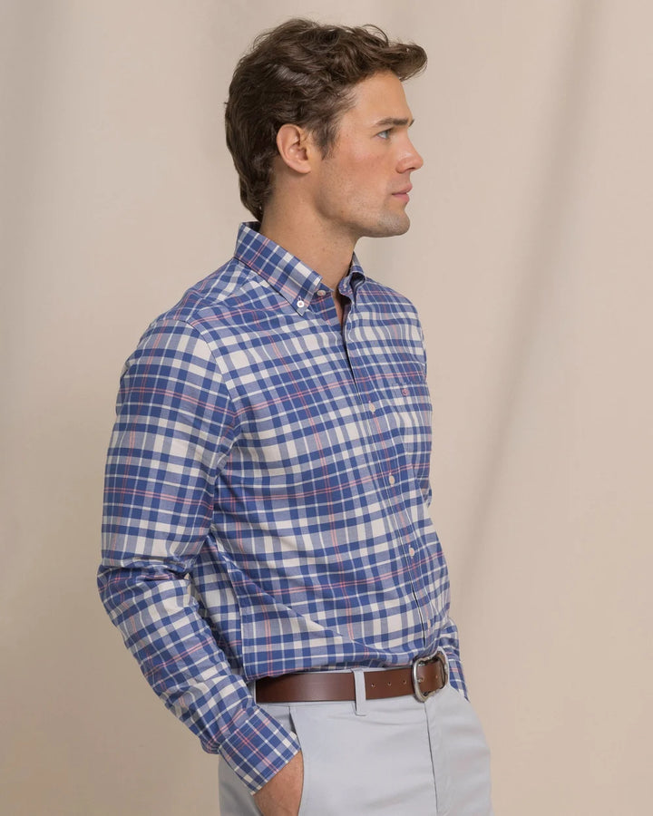 Southern Tide Sandy Shores Heather Skipjack Sport Shirt: Heather Nautical Blue