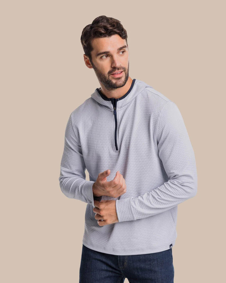 Southern Tide Scuttle Performance Quarter Zip Hoodie: Heather Slate Grey