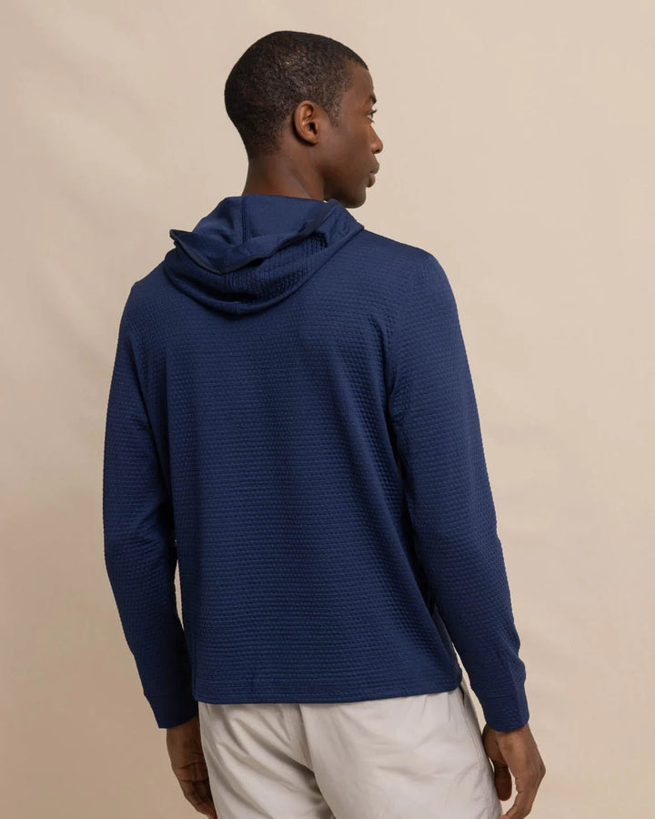 Southern Tide Scuttle Performance Quarter Zip Hoodie: Heather True Navy