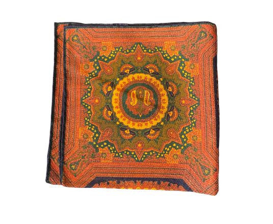 Seaward and Stearn Medallions Reversible Panama Silk Pocket Square: Rosewood