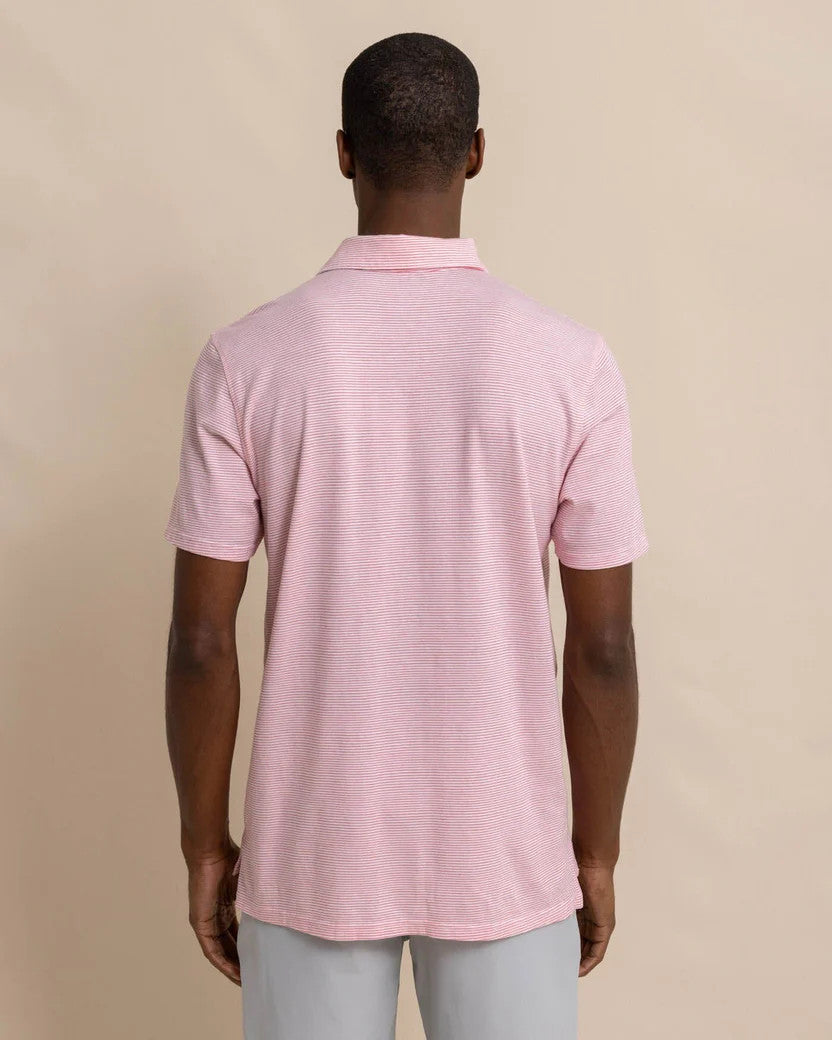 Southern Tide The Seaport Davenport Stripe Polo: Teaberry Pink