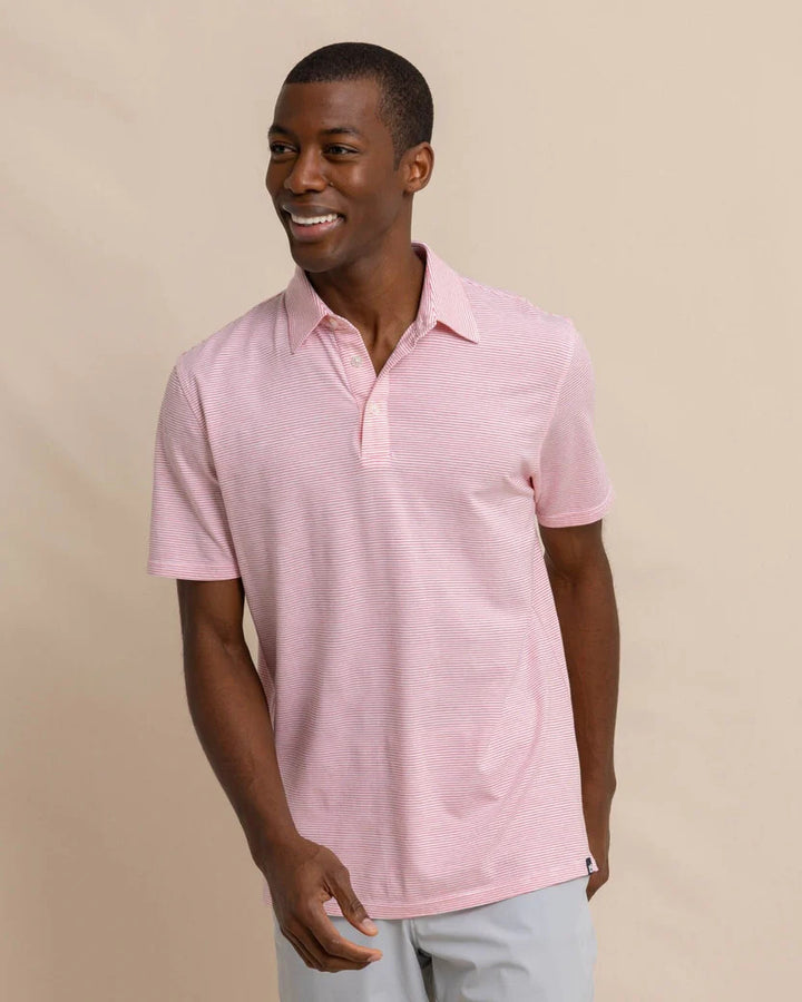 Southern Tide The Seaport Davenport Stripe Polo: Teaberry Pink