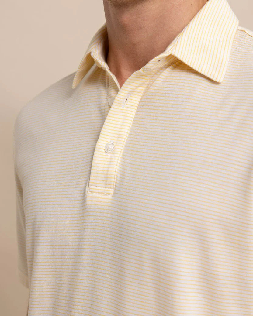 Southern Tide The Seaport Davenport Stripe Polo: Beach Ball Yellow