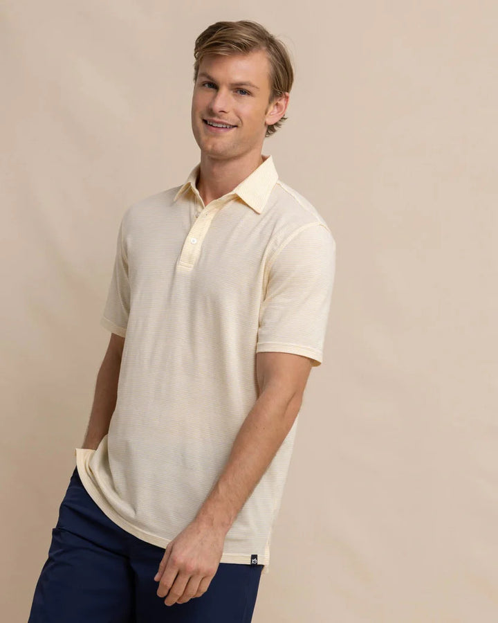 Southern Tide The Seaport Davenport Stripe Polo: Beach Ball Yellow