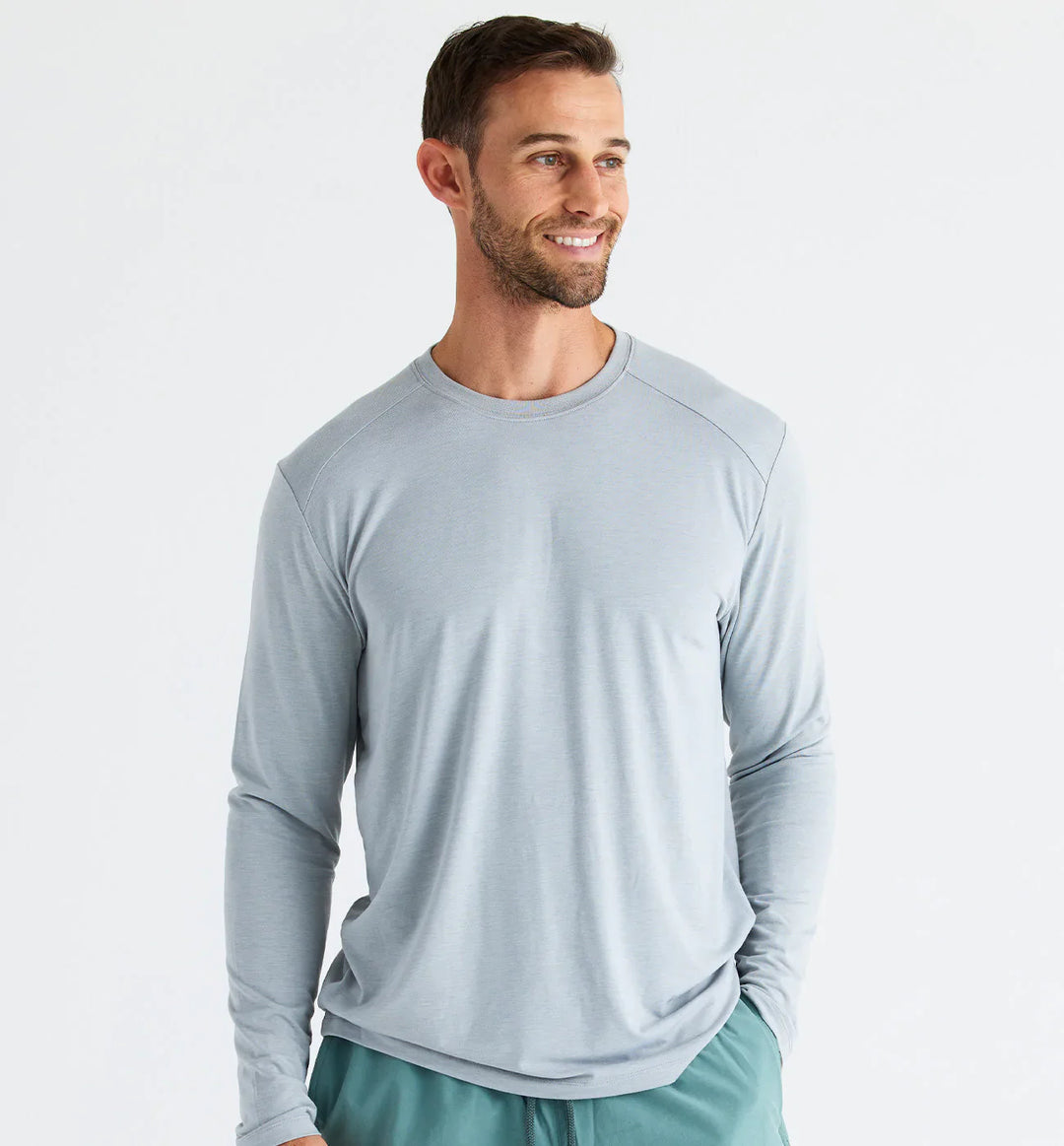 Free Fly Men's Bamboo Shade Long Sleeve: Heather Aspen Grey