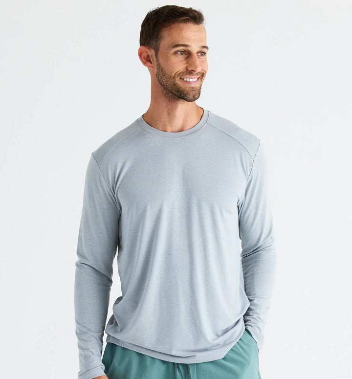 Free Fly Men's Bamboo Shade Long Sleeve: Heather Aspen Grey