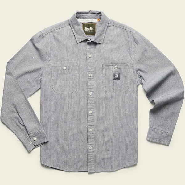Howler Bros Tallier Work Shirt: Hickory Stripe Chambray